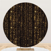 Lofaris Gold Bokeh Glitter And Black Round Birthday Backdrop